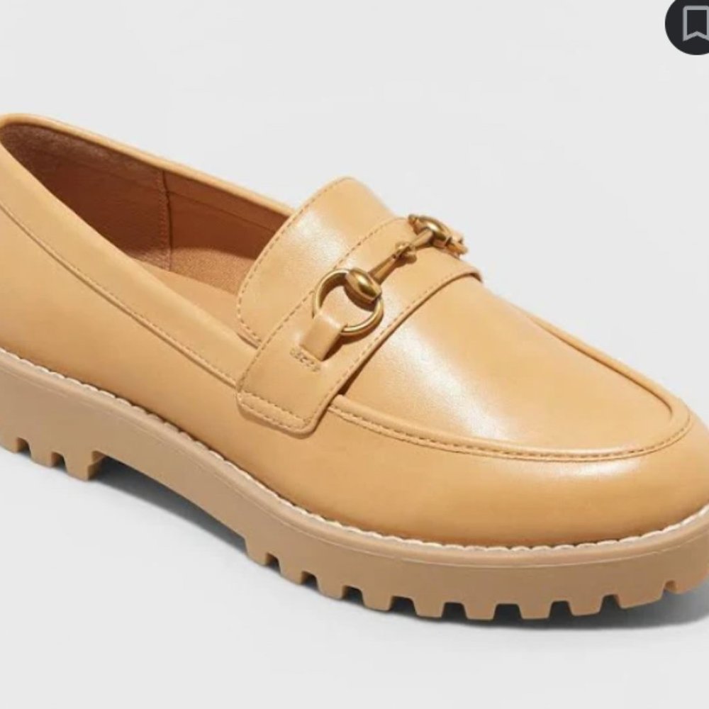 A New Day Womens 8 Danica Tan Platform Loafers Chunky Sole Shoe